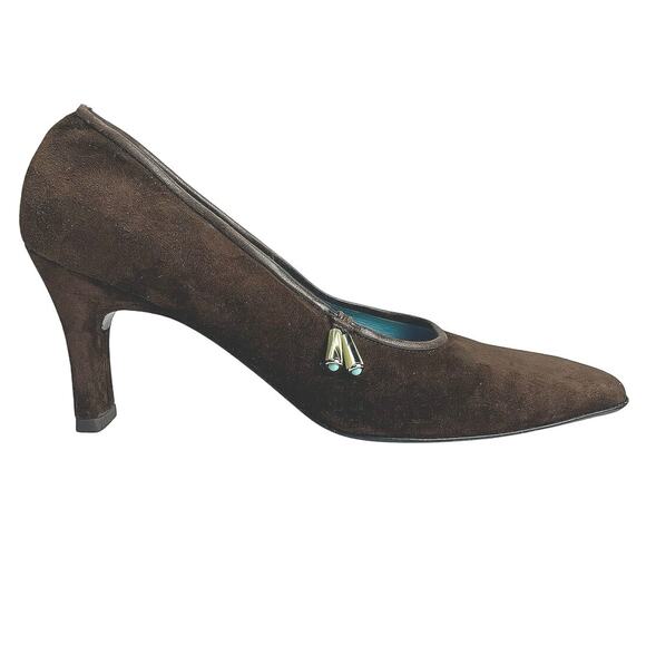 EUC - Salvatore Ferragamo Embellished Suede Pumps